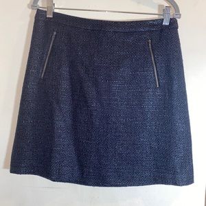 Halogen Tweed Skirt Navy Blue Size 8 Petite Zipper Lined Mini Work Attire Preppy